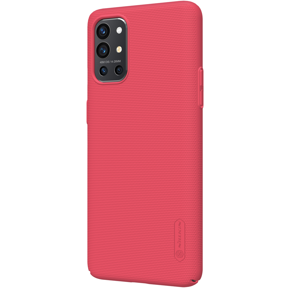 Тонкий жесткий чехол от Nillkin красного цвета (Bright Red) для OnePlus 9R, серия Super Frosted Shield