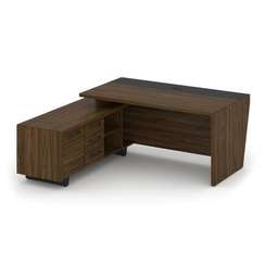 Corner Стол руководителя с тумбой COR.SRT-18 (L) Орех Лоренцо/Графит/Металл Графит 1800*1800*750