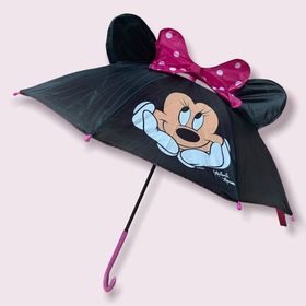 Зонт-трость детский с ушами для девочки 52 см Красно-Малиновый