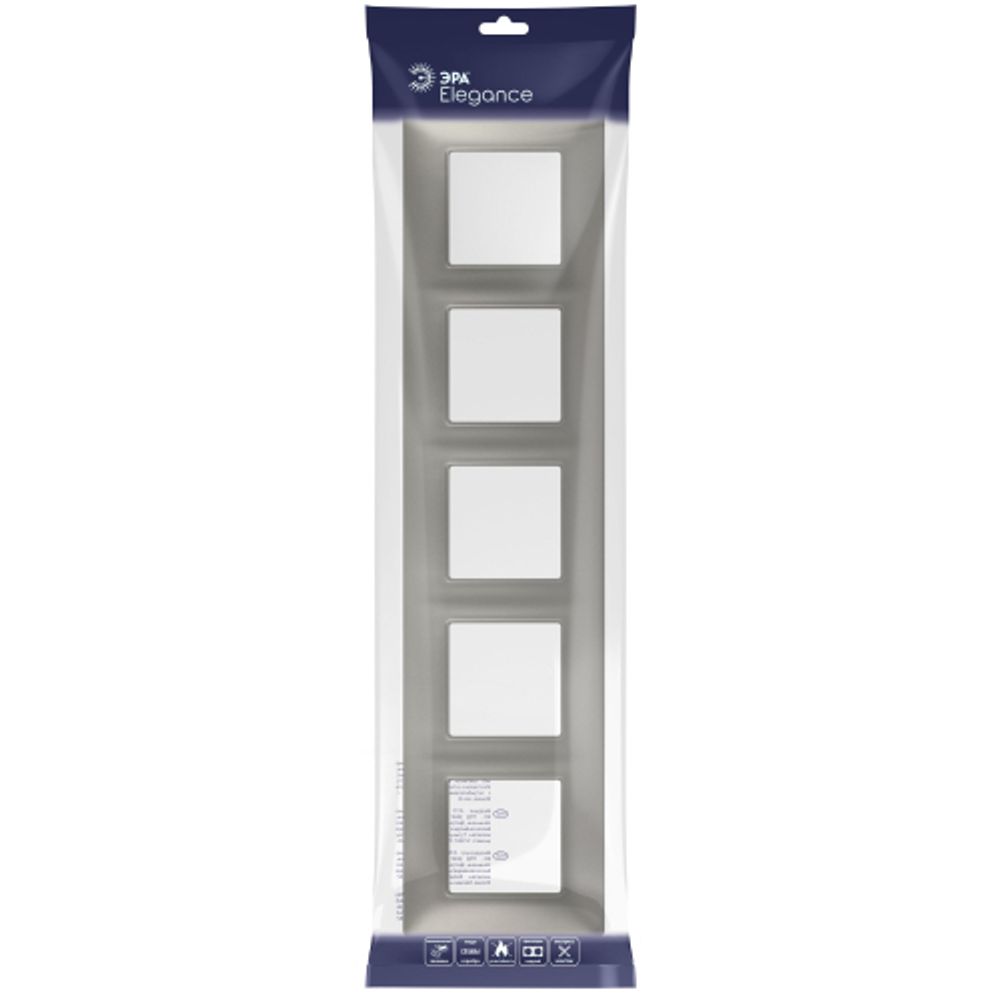 Рамка для розеток и выключателей ЭРА Elegance 14-5005-16 на 5 постов, титан