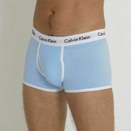 Мужские трусы боксеры светло-голубые с белой резинкой Calvin Klein 365 Blue White Trunks