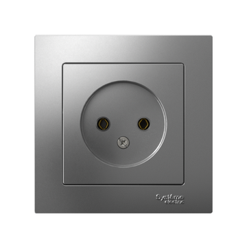 Розетка 1-м СП AtlasDesign 16А IP20 без заземл. в сборе сталь SE ATN000940