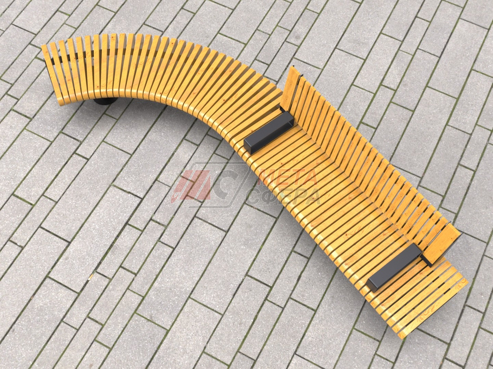 Скамейка Rail Road 01 с подлокотниками и поворотом