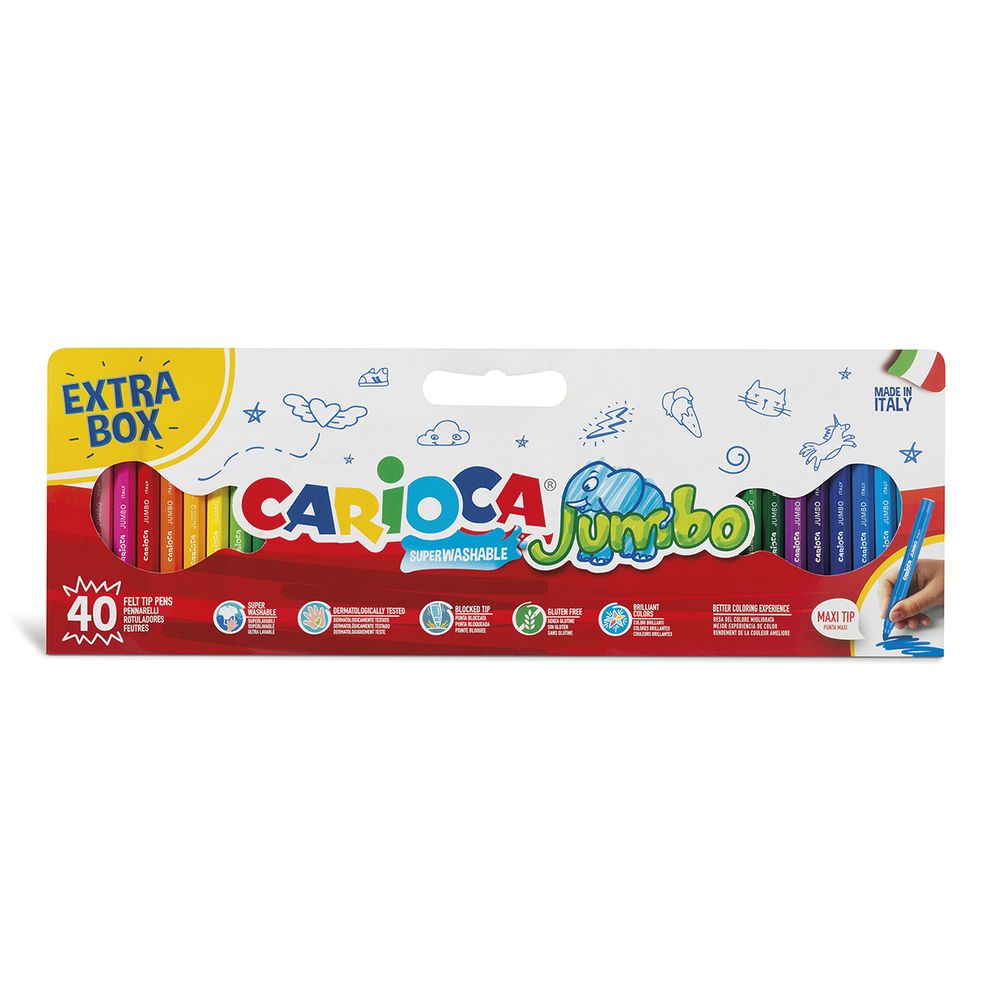 Фломастеры Jumbo 40 цв, 41258, Carioca 41258 Фломастеры Jumbo 40 цв, 41258, Carioca 41258