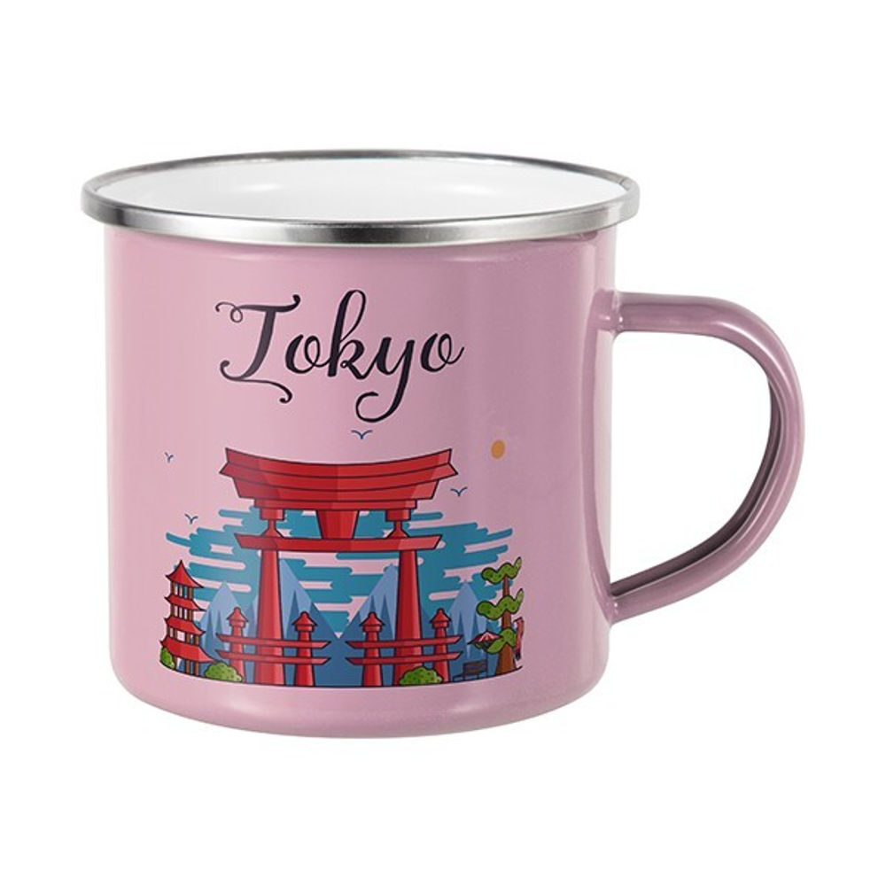 Кружка эмалированная Розовая для сублимации в инд. упаковке ПРЕМИУМ