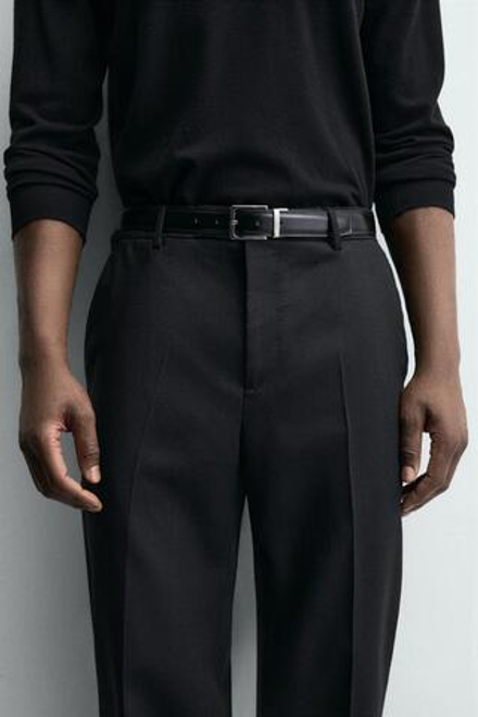 ZARA ДВУСТОРОННИЙ КОЖАНЫЙ РЕМЕНЬ, ЧЕРНЫЙ