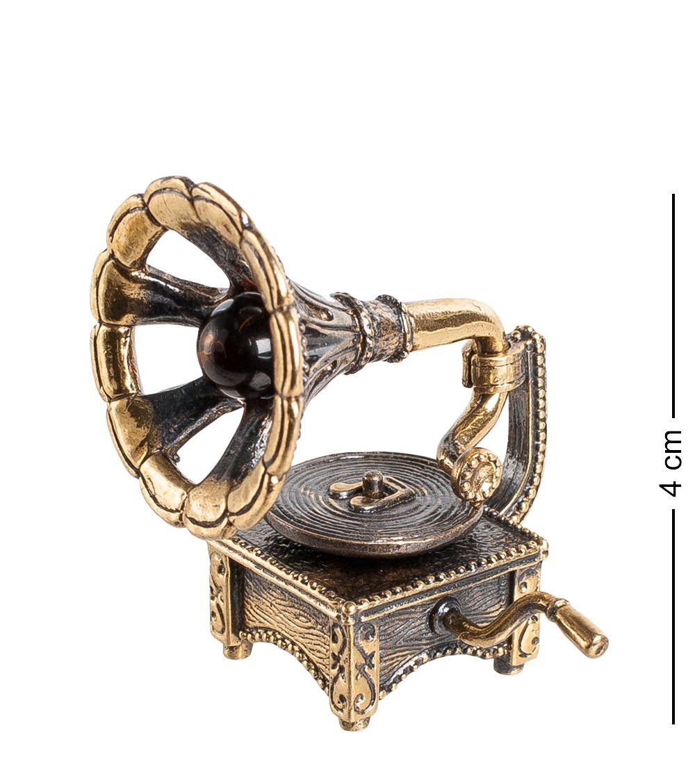 AM-1159 Фигурка «Патефон ажурный» (латунь, янтарь)