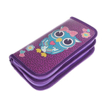 Пенал 2 отделения ПЧЕЛКА, лам. картон, молния, 190 х 105 мм, "Милый совенок", фиолетовый