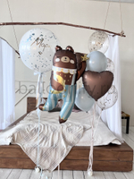 Набор шаров на выписку "Мишка в полосатых штанишках", дизайн №2