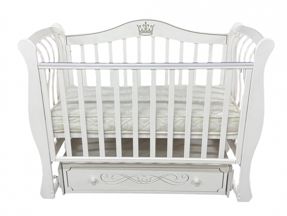 Детская кроватка Luiza 33 (изогнутые боковые спинки, декор.резьба, закрытый ящик)