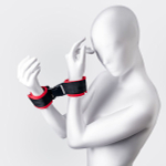 Красно-черные велюровые наручники ToyFa Anonymo 310106