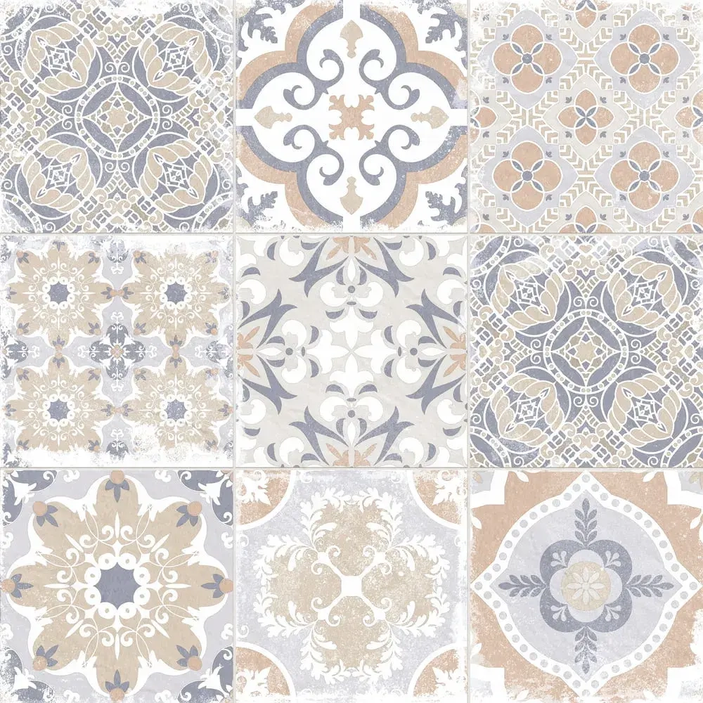 Керамогранит Alma Ceramica GFU04CTR14R Country 60x60 бежевый / голубой сахарный с орнаментом