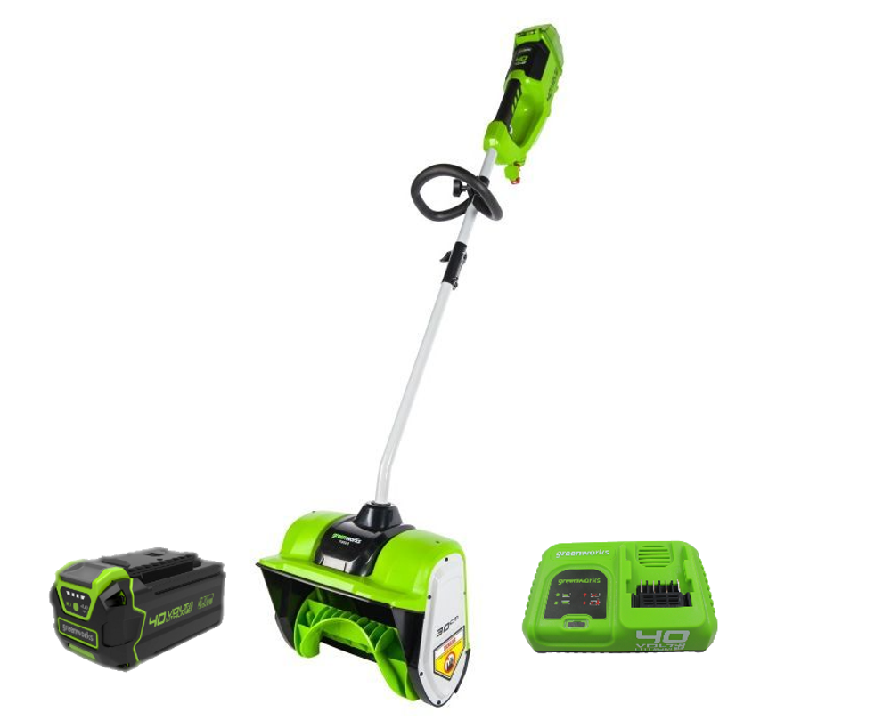 Аккумуляторная снегоуборочная лопата Greenworks GD40SS30K5, 40v, 30 см,2600807UG5А, АКБ 5 А·ч и быстрое ЗУ