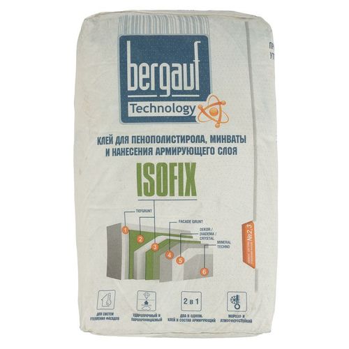 Клей для пенополистирола и минваты Бергауф Isofix 25 кг
