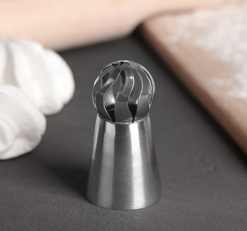 Насадка кондитерская «Сфера.Прорези изогнутые со звездой», d=3 см, выход 2,3 см, нержавеющая сталь