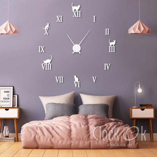 Настенные 3D часы Charm Cat