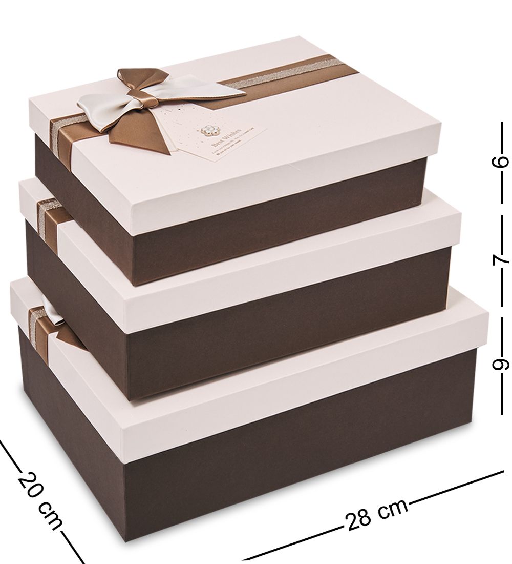 WF-173-B Набор коробок из 3 шт, молочный/коричневый