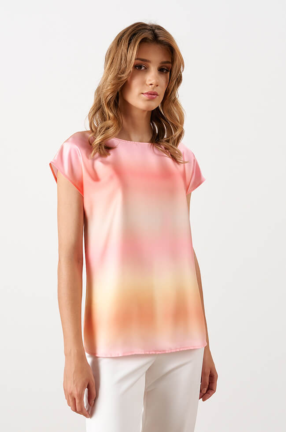 22993 Блузка женская (розовый мультиколор)