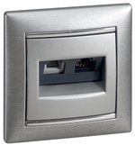 Розетка двойная RJ11+RJ45 категория 5e UTP алюминий Valena Classic LEGRAND