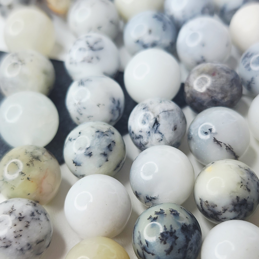 Дендроопал (дендритовый опал), бусина гладкий шар, р-р 11.6 - 12мм