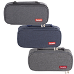 Пенал - косметичка Alingar, ткань, молния, 1 откидная планка, карман-сеточка, ручка, 210 х 90 х 55 мм, "YESCHOLAR", микс (серый, тем-синий, тем-серый)