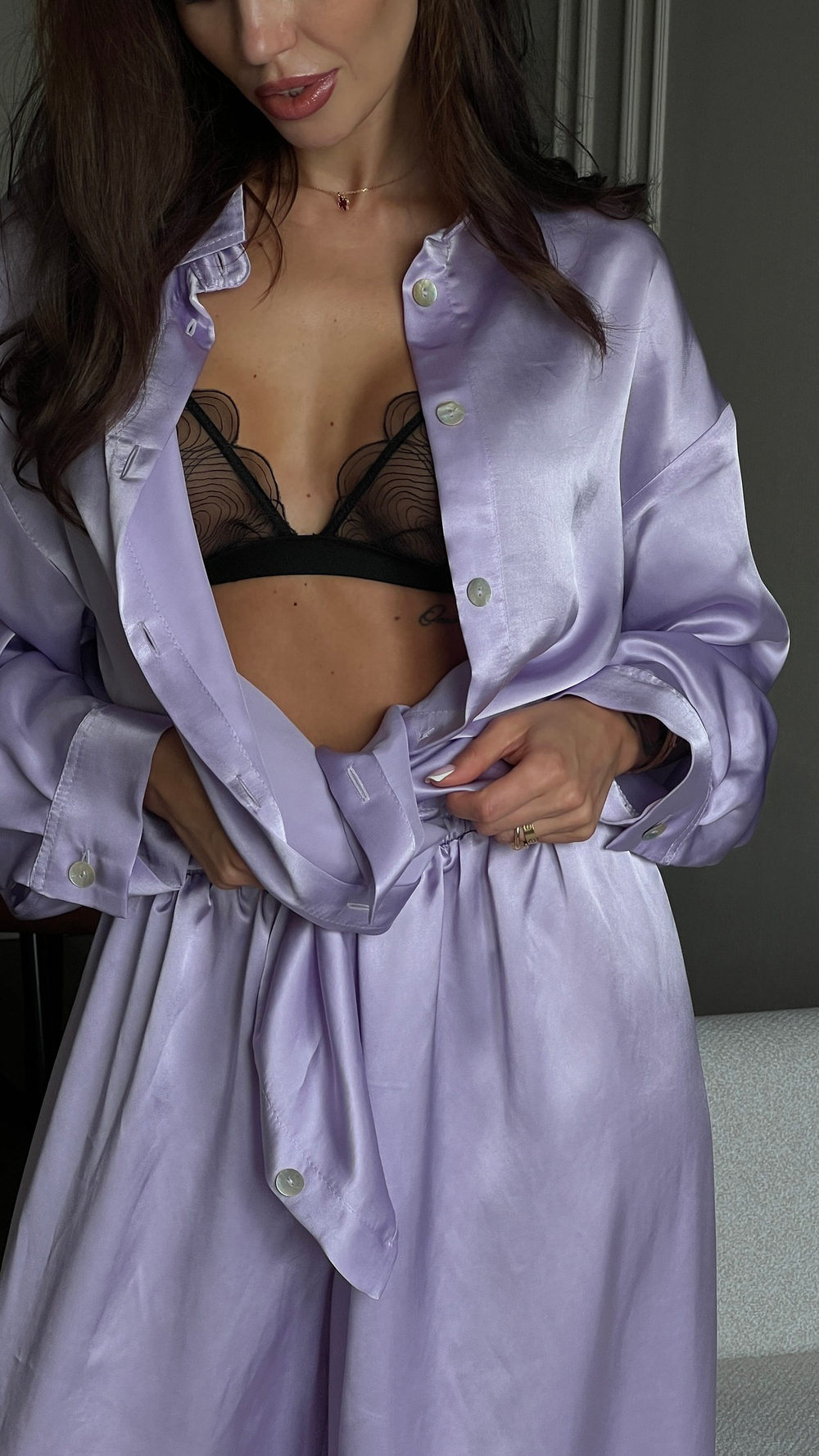 Комплект в пижамном стиле лавандовый