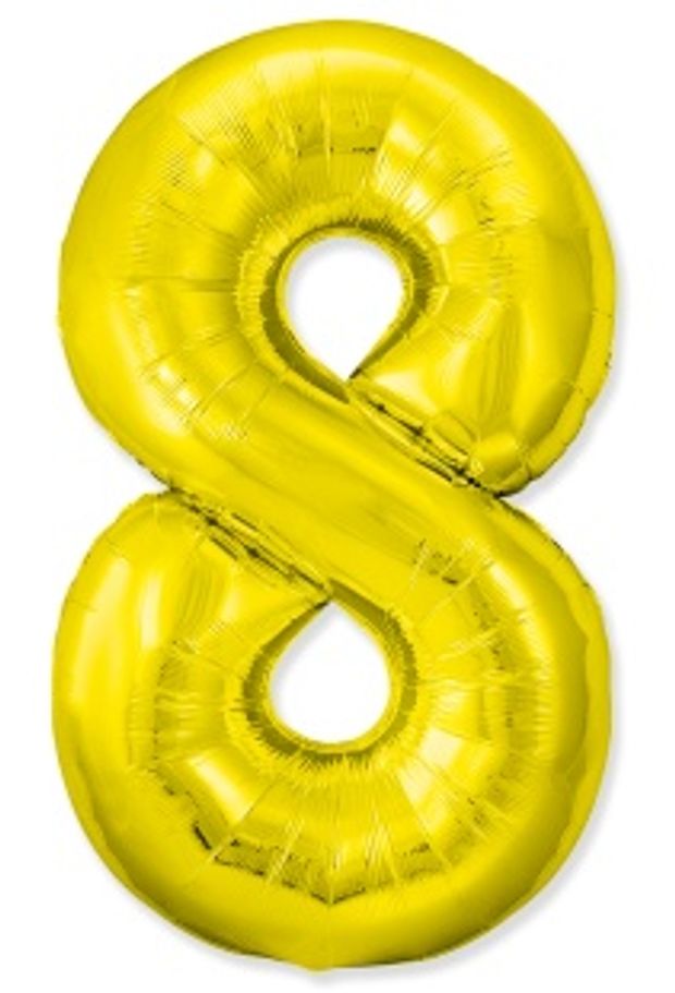 F Шар (40''/102 см) Цифра, 8 Slim, Золото(БГ-60)