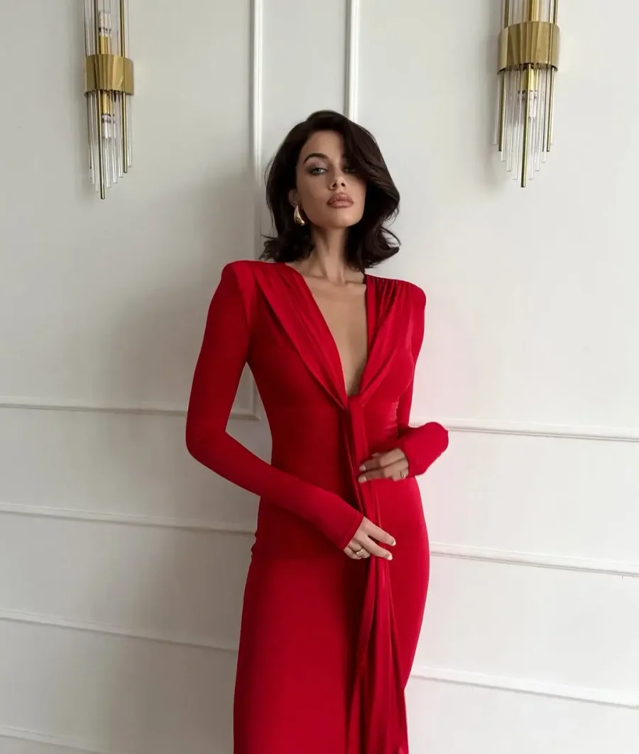 Платье Bilberry с узлом, Красный