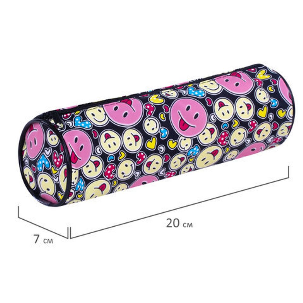 Пенал-тубус ПИФАГОР, мягкий, "SMILE", 20х7 см, 229268