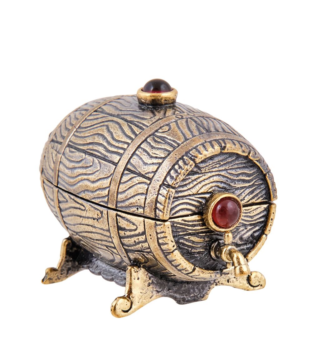 Народные промыслы AM-3769 Шкатулка «Бочка Винокура» (латунь, янтарь)