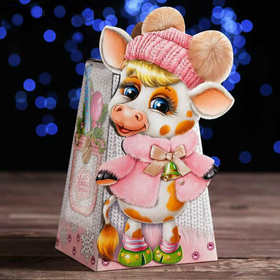 Коробка для новогоднего подарка «Коровка», 21,5 х 14,3 х 12,5 см