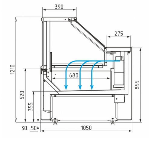 Морозильная витрина CARBOMA BAVARIA 3 GC111 SL 1,25-1 без боковин