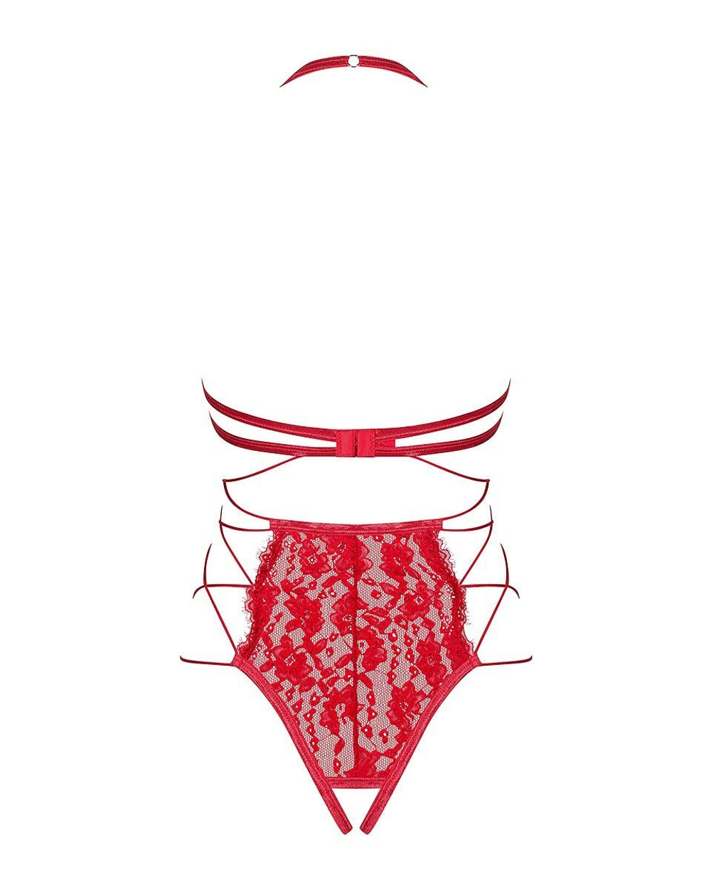 Пикантное кружевное боди Rediosa с открытым лифом (Размер: S-M) (Цвет: красный)