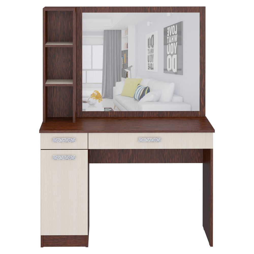 Стол туалетный с зеркалом Уфимка (венге/дуб молочный/зеркало), МФ 1+1