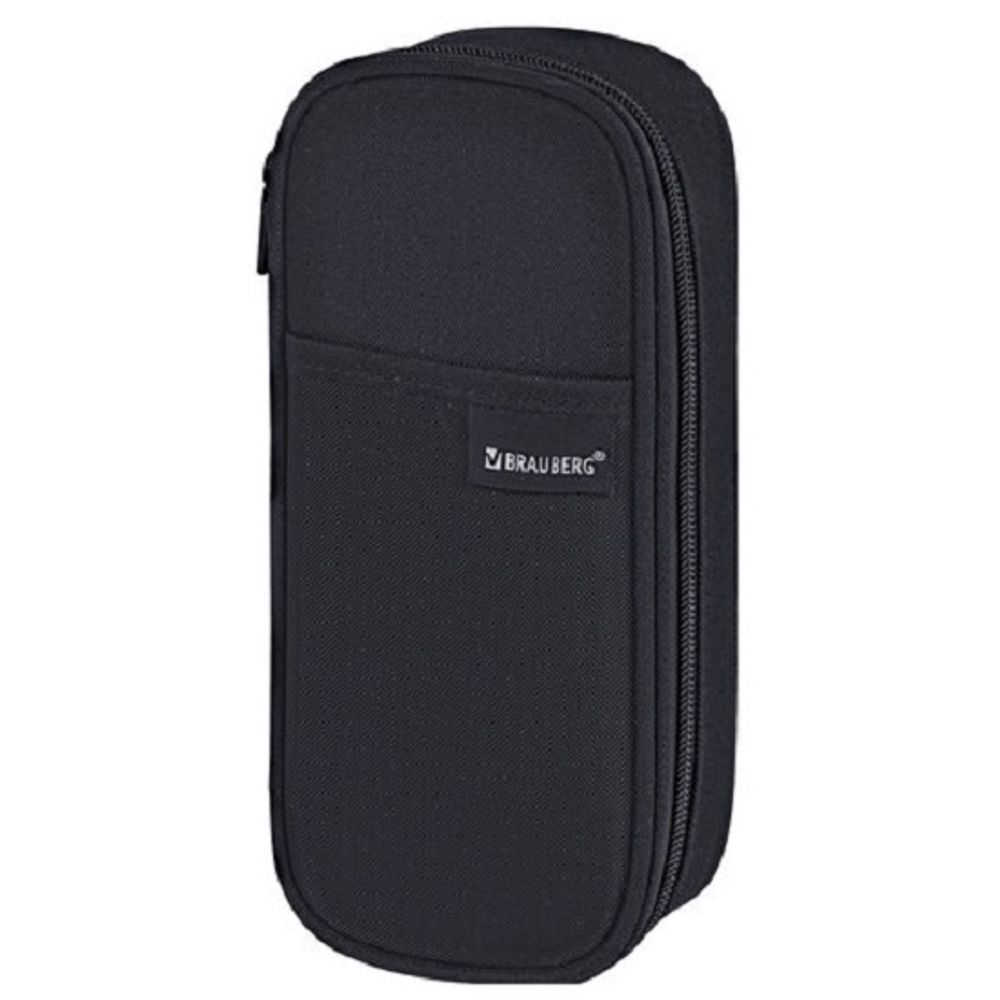 Пенал мягкий 1 отделение 220*100*60 Brauberg Total black, черный, ткань