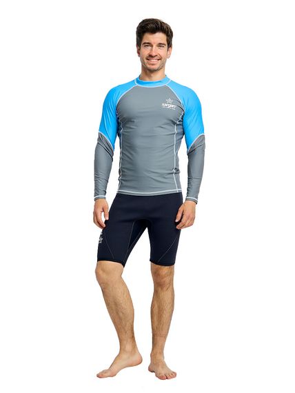 Футболка рашгард лонгслив Sargan Агидель UPF 50+ мужская серо-синяя