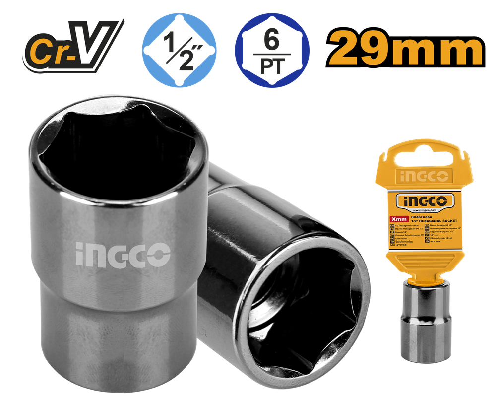 Головка торцевая шестигранная INGCO HHAST12291 INDUSTRIAL 1/2&quot; 29 мм