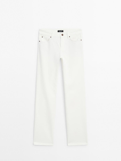 Massimo Dutti Джинсы прямого кроя с низкой посадкой, кремовый