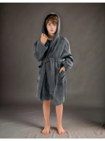 Халат детский махровый "Элит" с капюшоном, цвет: 910-Серый