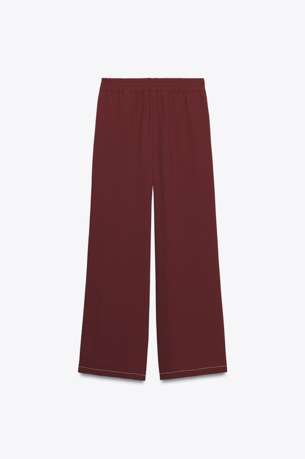 ZARA ШИРОКИЕ БРЮКИ С КОНТРАСТНОЙ СТРОЧКОЙ, ЧЕРЕПИЧНЫЙ