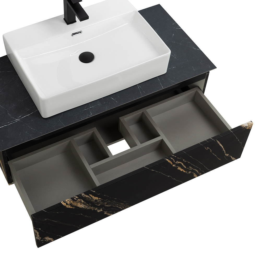 Мебель для ванной со столешницей и накладной раковиной Cezares SLIDER 100 Черный фьюжн SLIDER-1000-1C-SO-NF-P