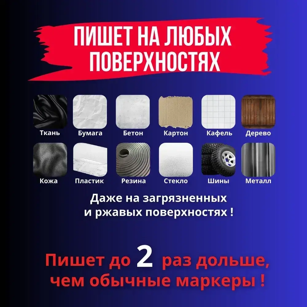 Маркер строительный тонкий разметочный с длинным наконечником / 10 шт (черный, красный, зеленый, синий, белый) / Маркеры строительные набор для разметки по металлу, дереву, стеклу, ткани