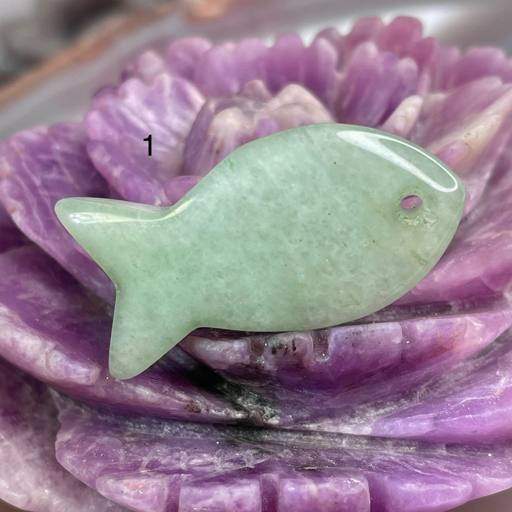 54035  Авантюрин Кулон Рыбка 38мм