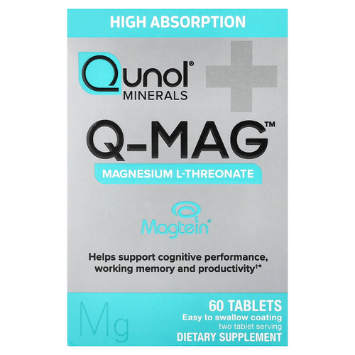 Qunol, Q-MAG™, L-треонат магния, 60 таблеток (72 мг в 1 таблетке)