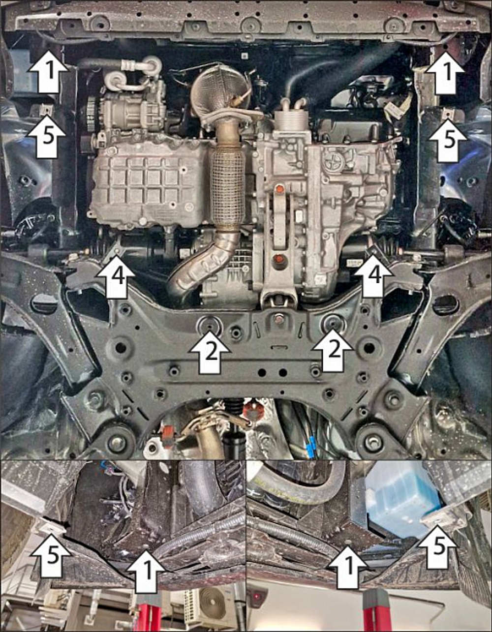 Защита картера двигателя, КПП. 2 мм, Сталь для KGM Torres 2023-н.в., Motodor.72801