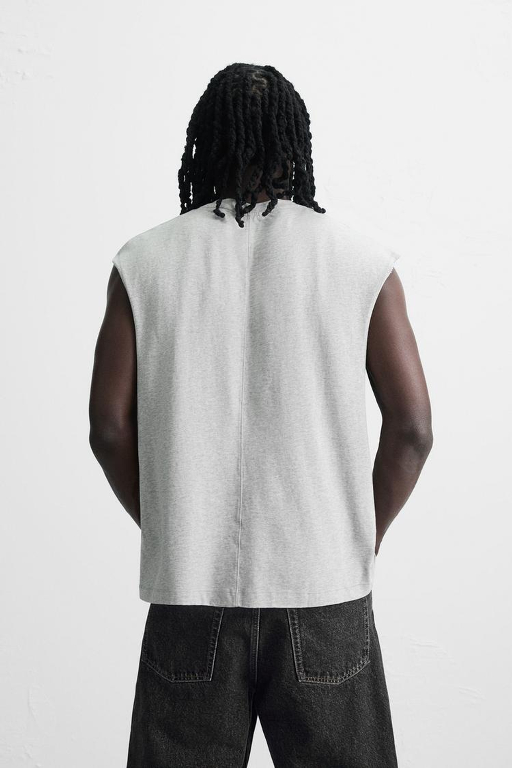 ZARA ФУТБОЛКА С ПРИНТОМ И ЭФФЕКТОМ ПОТЕРТОСТИ, СЕРЫЙ МЕЛАНЖ