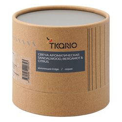 Свеча ароматическая с деревянным фитилём Sandalwood, Bergamot & Citrus из коллекции Edge, серый, 60 ч