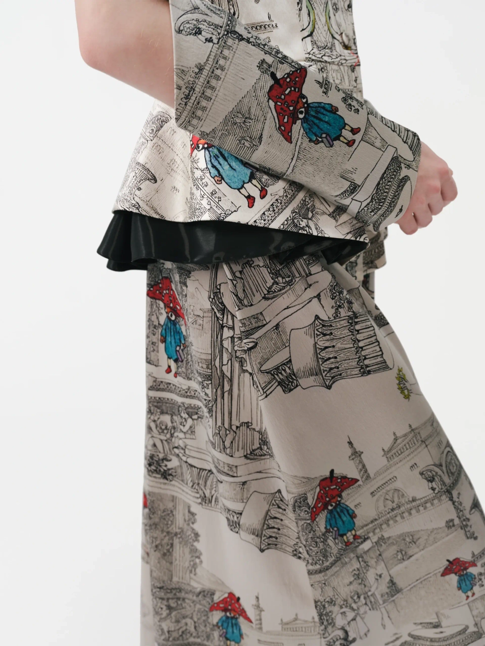 Платье с баской принтованное OLA OLA