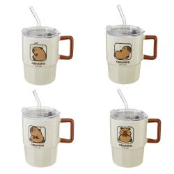 GAEM Кружка с крышкой и трубочкой, 440 мл, L11,5 W8,5 H12,5 см, 4в.