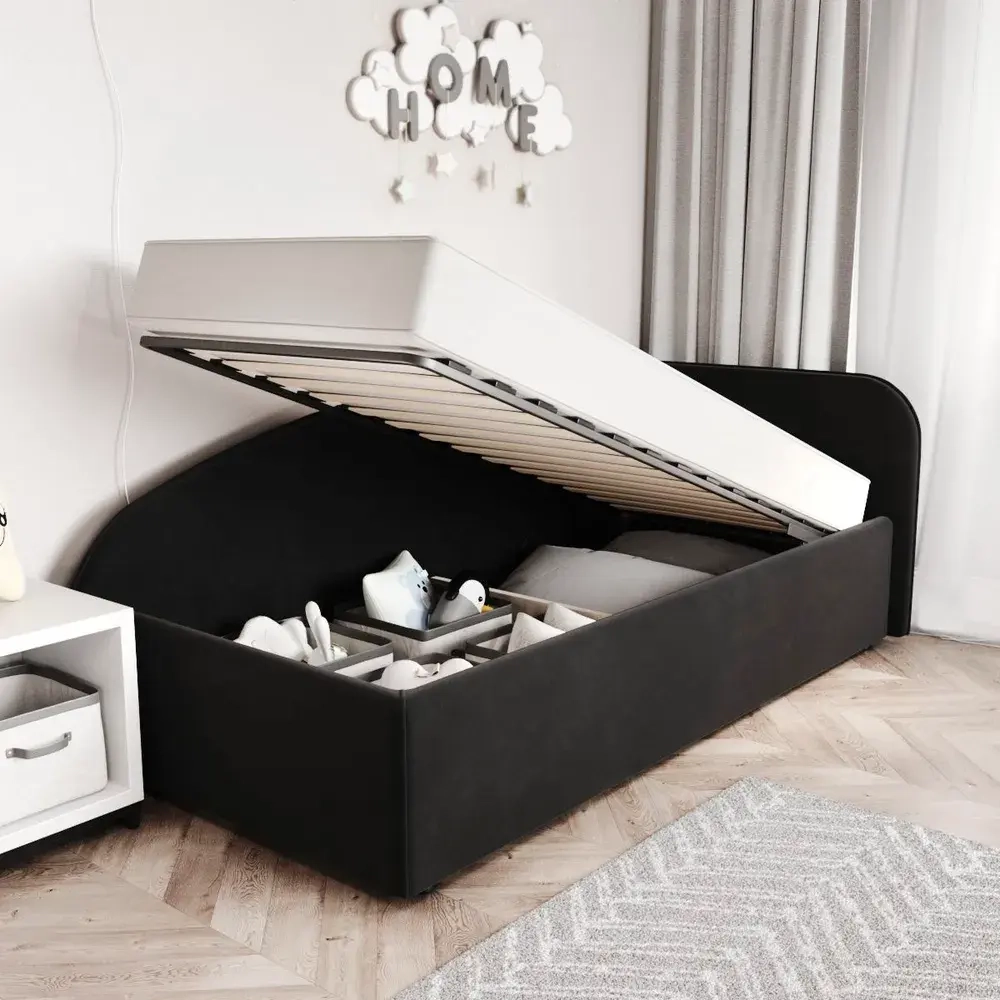 Кровать Элис 90х200 Черный Правый Угол